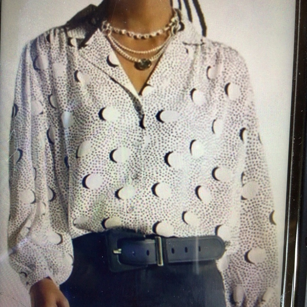 CAbi Black and White Polka Dot Blouse Eclipse 4340 SZ Small